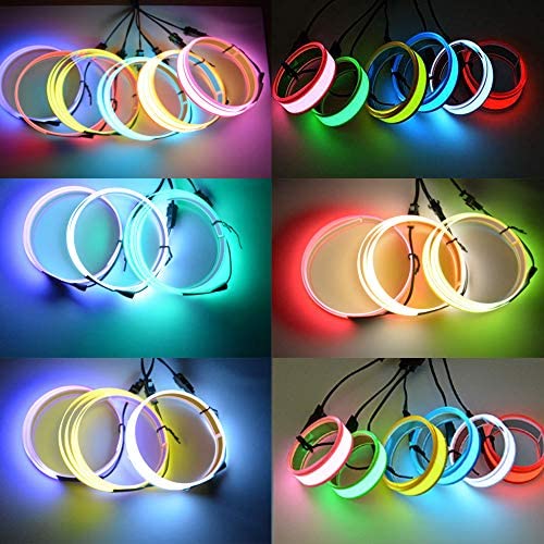 lychee®3 Ft 1M 1M Neon Glowing Strobing Electroluminescent Robbin El Tape Belt EL Wire Rope with Battery Pack for Cosplay Decoration Bruning Festival (3Ft, Blue) - Image 5