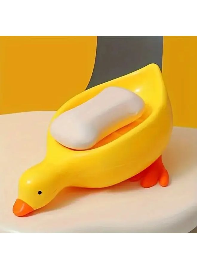 White Duck Shaped Soap Dish With Drainage Holes Bathroom Organizer - Image 4