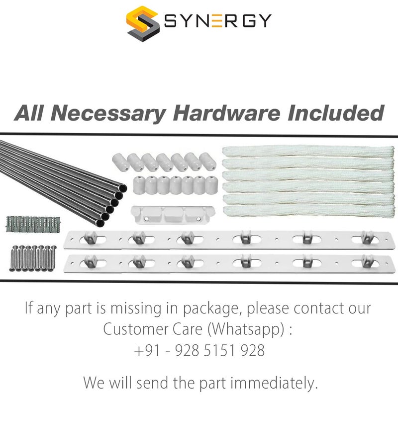 Synergy 6 Pipes x 6 Feet Heavy Duty Stainless Steel Ceiling Cloth DryerCloth HangerCloth Drying Stand for BalconyClothes Stand for Drying with Individual Drop Down Pipes SYCL3 - Image 3