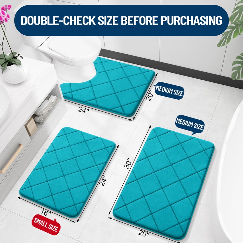 OLANLY Memory Foam Bath Mat 59x20  Ultra Soft and Absorbent Bathroom Rugs  Machine Washable  Comfortable Bath Carpet for Bathroom Floor  Tub and Shower  Teal - Image 1