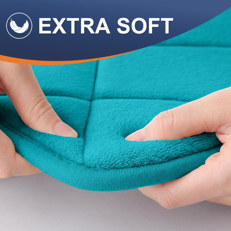 OLANLY Memory Foam Bath Mat 59x20  Ultra Soft and Absorbent Bathroom Rugs  Machine Washable  Comfortable Bath Carpet for Bathroom Floor  Tub and Shower  Teal - Image 3