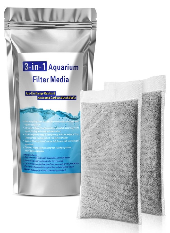 Ceoighe 2 Pack 11oz Aquarium Filtration Media, Extruded Carbon & Ion Exchange Resin in Nylon Bags, Treats 75-100 Gallons Per Bag, Removes Phosphates & Metals for Reef, Marine, Jellyfish & High pH Aquariums - Image 1