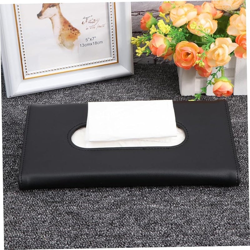 GANAZONO 2 قطعة من حامل علبة المناديل الجلدي لحاجب الشمس للسيارة سهل التركيب أسود بيج - Image 5