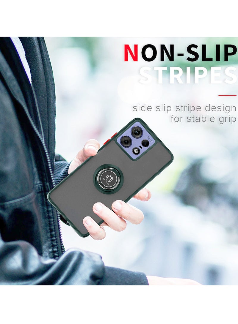 Wtech Finger Grip Magnetic Hold Kickstand Ring Finger With Built-in Iron Case Cover For Motorola Edge 50 Pro 5G 2024 Dark Green - Image 2