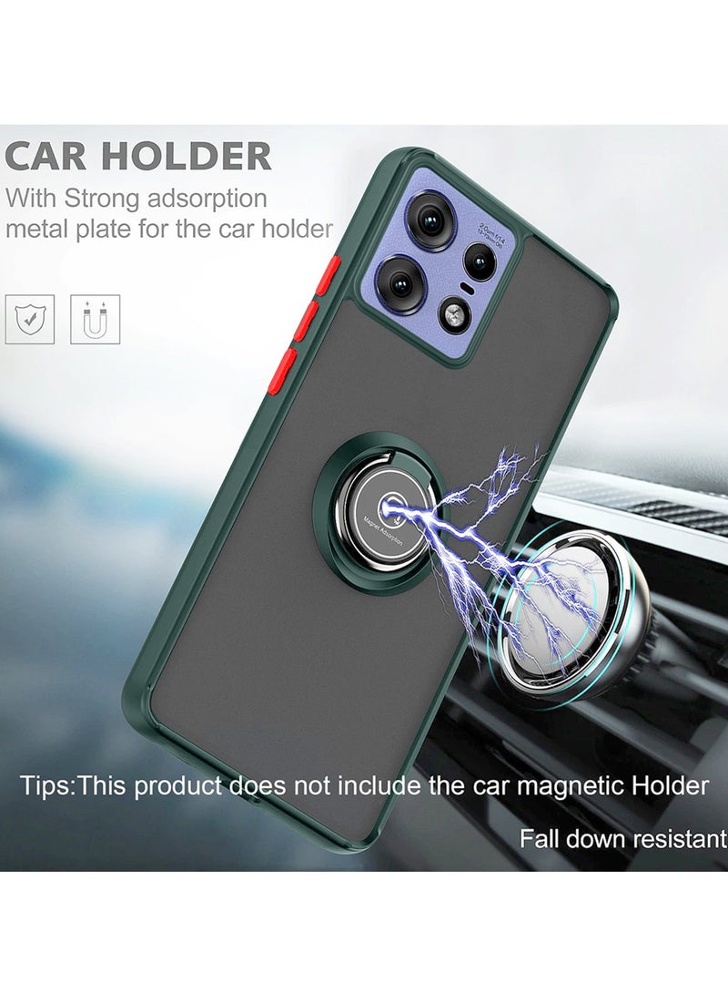 Wtech Finger Grip Magnetic Hold Kickstand Ring Finger With Built-in Iron Case Cover For Motorola Edge 50 Pro 5G 2024 Dark Green - Image 3