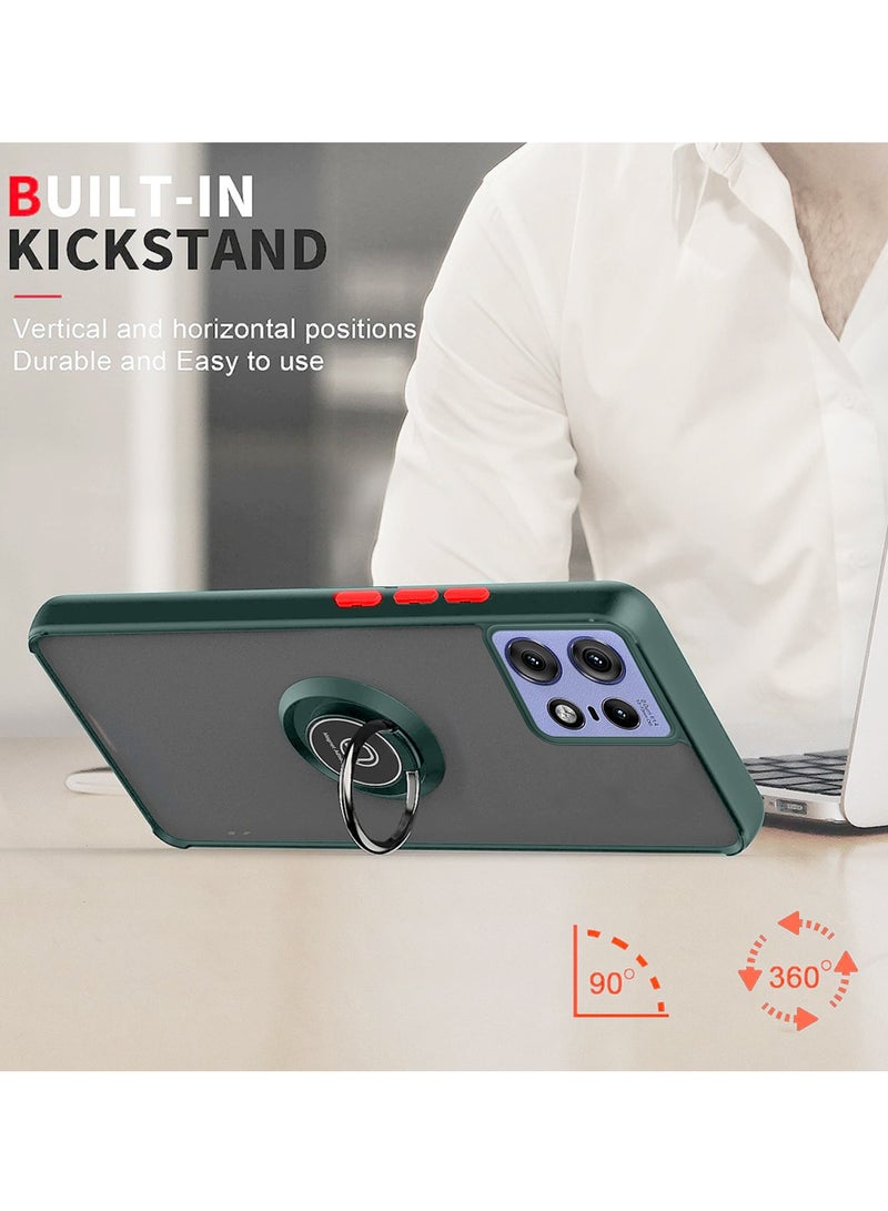 Wtech Finger Grip Magnetic Hold Kickstand Ring Finger With Built-in Iron Case Cover For Motorola Edge 50 Pro 5G 2024 Dark Green - Image 5