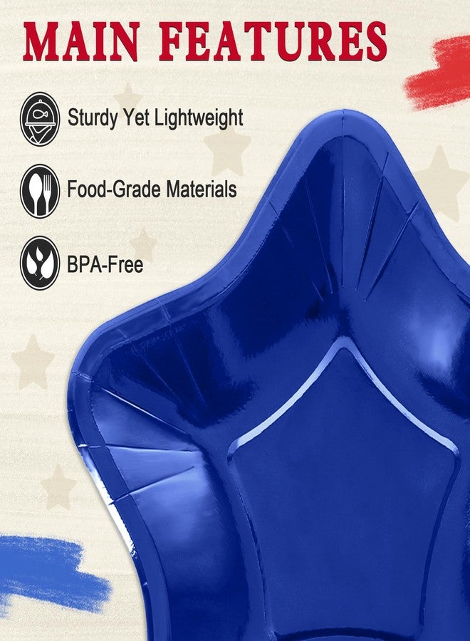 QZYL 50 PCS 4th of July Plates, 7" Disposable 250 Anniversary Patriotic Star-shaped Party Supplies, Red Silver Blue Independence Day Paper Plates, Fourth of July Accessories for USA Celebration - Image 3