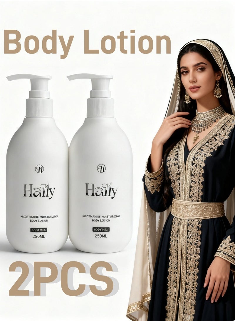 HALLY 2pcs Hally Nicotinamide Whitening Body Lotion (250ml x 2) | Niacinamide Core | 24H Hydration & Brightening | Fades Dark Spots | Lightweight, Value Pack - Image 1