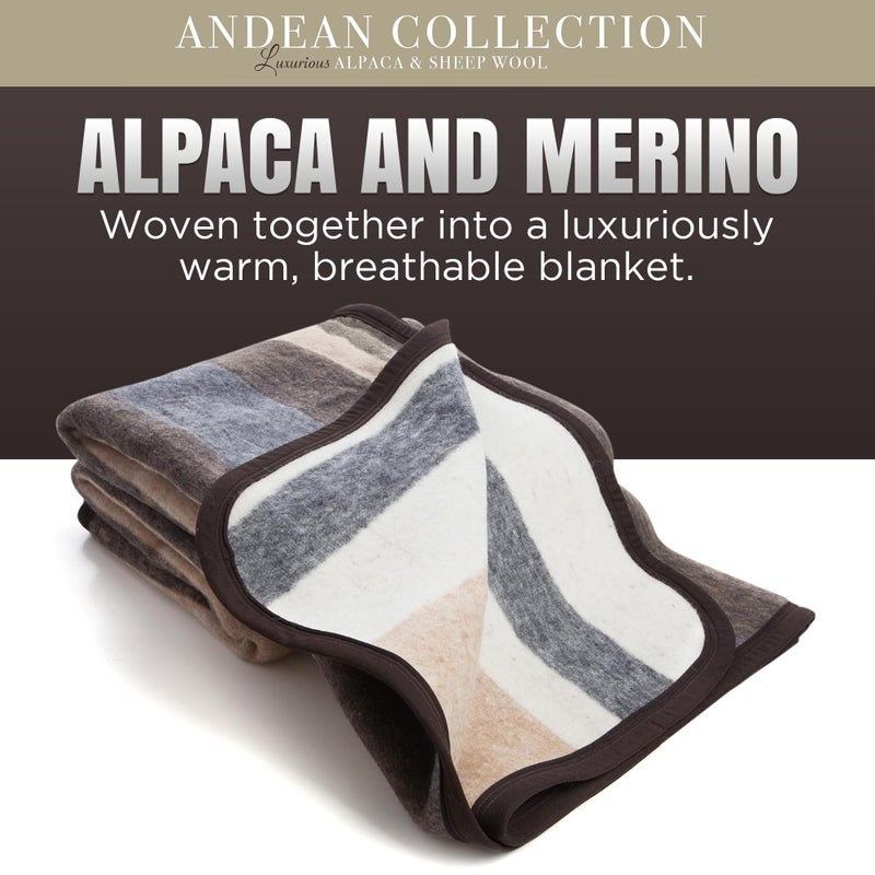 Desert Breeze Distributing 100% Natural Alpaca and Merino Wool Blanket, Andean Collection Rustic Woven, Warm and Thick Wool Blanket King Size, Made in Peru - Image 2