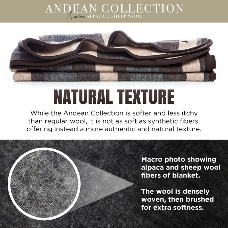 Desert Breeze Distributing 100% Natural Alpaca and Merino Wool Blanket, Andean Collection Rustic Woven, Warm and Thick Wool Blanket King Size, Made in Peru - Image 3