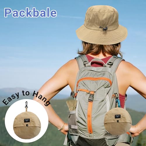 PFFY Waterproof Bucket Hat Rain Quick Dry Hats for Men Women Packable Sun Hat for Fishing Hiking Outdoors Solid Black - Image 3