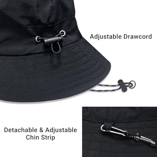 PFFY Waterproof Bucket Hat Rain Quick Dry Hats for Men Women Packable Sun Hat for Fishing Hiking Outdoors Solid Black - Image 5