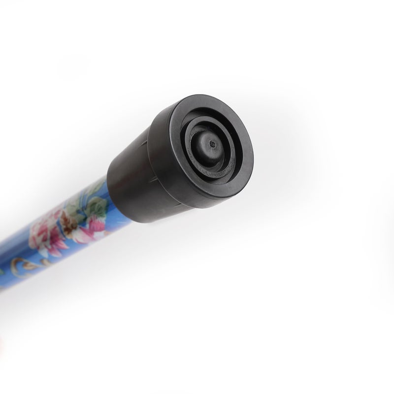 Comfkey Folding Lightweight Walking Stick - Adjustable Aluminum Metal Collapsible Travel Cane with Non-Slip Rubber Base (Blue Floral) - Image 3