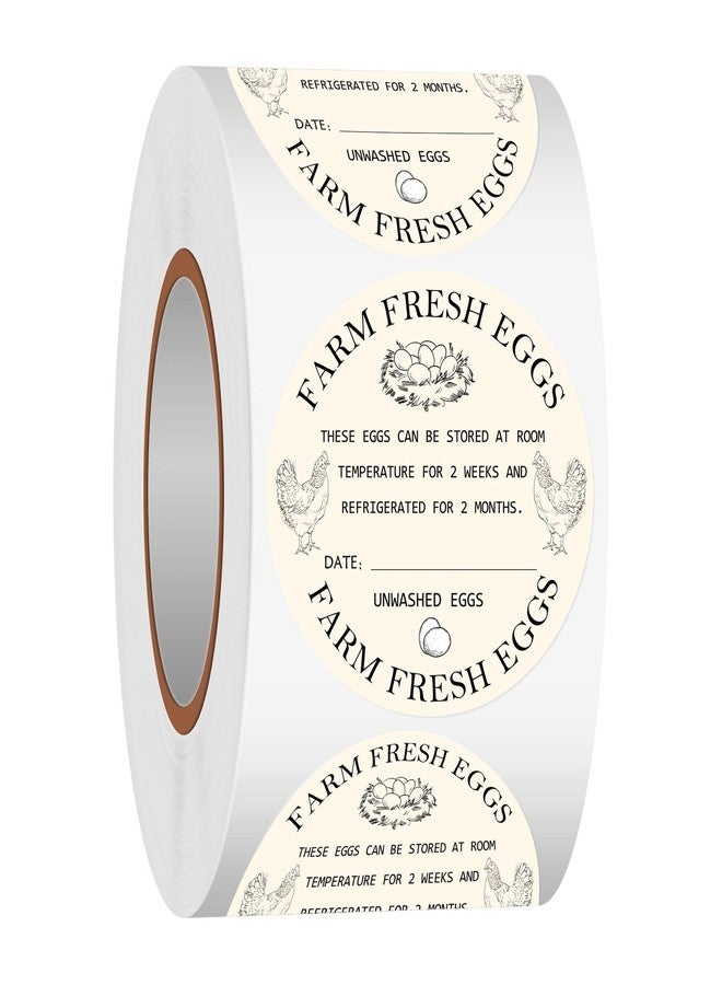 Well Tile 500Pcs Farm Fresh Egg Carton Stickers 2inch Round Unwashed Egg Carton Labels with Collection Date Self-Adhesive Egg Packaging Labeling for Chicken Duck Quail Egg (Yellow) - Image 1