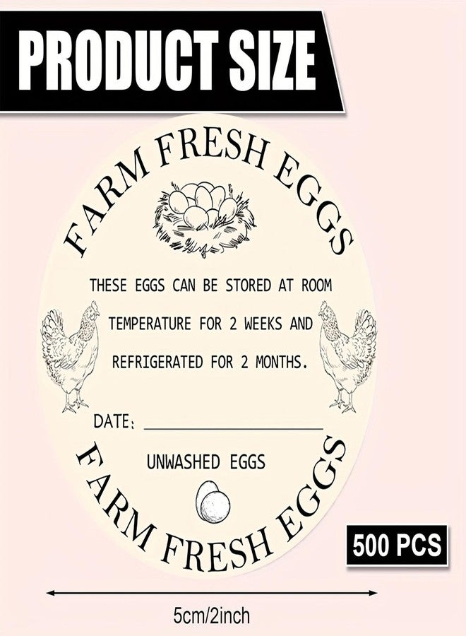 Well Tile 500Pcs Farm Fresh Egg Carton Stickers 2inch Round Unwashed Egg Carton Labels with Collection Date Self-Adhesive Egg Packaging Labeling for Chicken Duck Quail Egg (Yellow) - Image 4