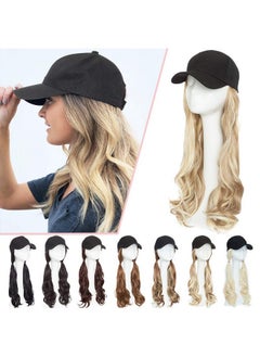 Baseball Cap With Hair Extensions Synthetic Hair Wig Baseball Hat With Hair Attached Adjustable Wave Hairpiece With Baseball Hat Cap Wig For Women 16P613 Sandy Blonde Mix Bleach Blonde