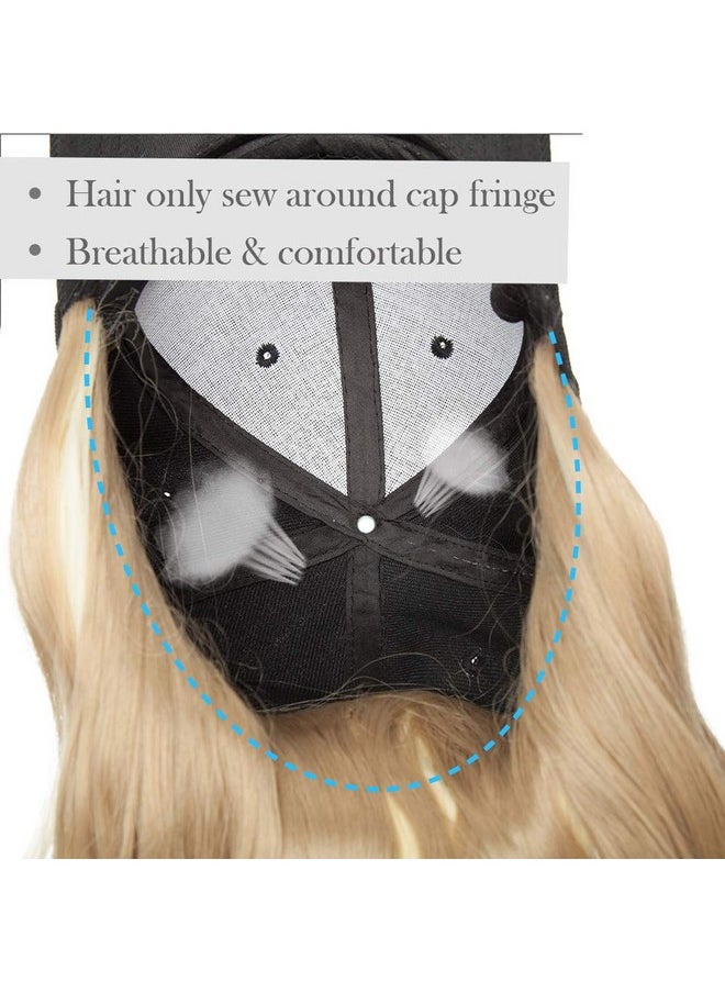 Hairro - Baseball Cap With Hair Extensions Synthetic Hair Wig Baseball Hat With Hair Attached Adjustable Wave Hairpiece With Baseball Hat Cap Wig For Women 16P613 Sandy Blonde Mix Bleach Blonde - Image 1