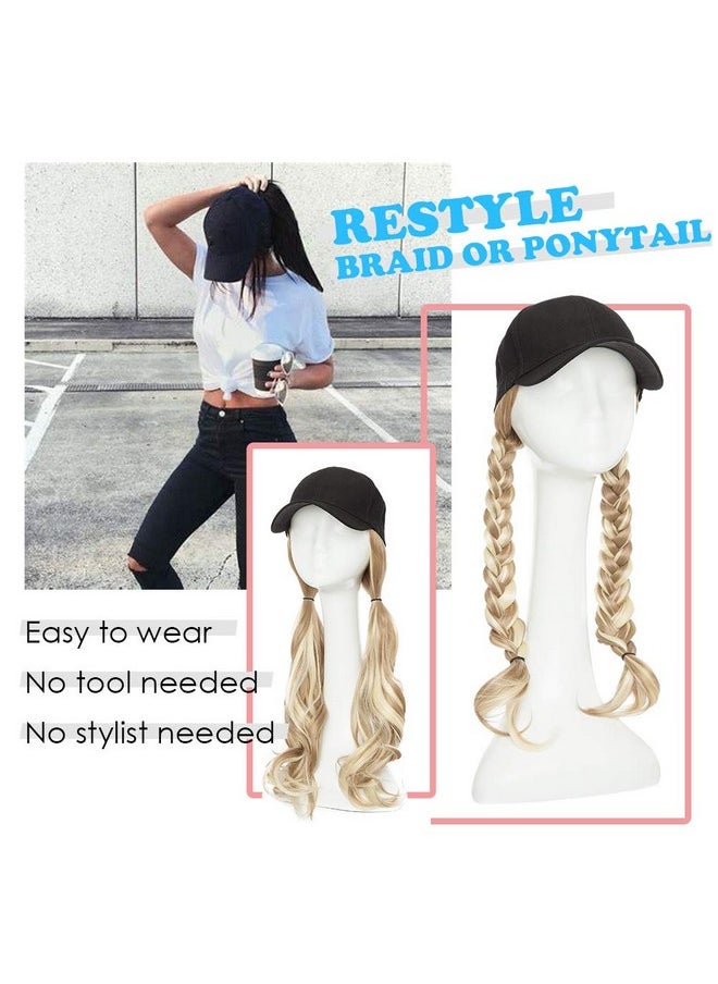 Hairro - Baseball Cap With Hair Extensions Synthetic Hair Wig Baseball Hat With Hair Attached Adjustable Wave Hairpiece With Baseball Hat Cap Wig For Women 16P613 Sandy Blonde Mix Bleach Blonde - Image 1