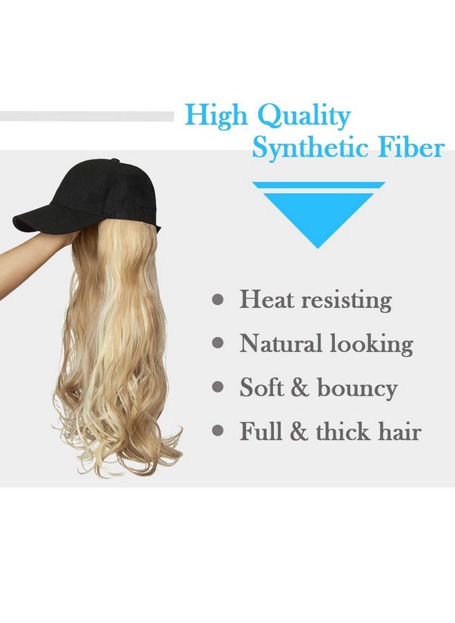 Hairro - Baseball Cap With Hair Extensions Synthetic Hair Wig Baseball Hat With Hair Attached Adjustable Wave Hairpiece With Baseball Hat Cap Wig For Women 16P613 Sandy Blonde Mix Bleach Blonde - Image 1