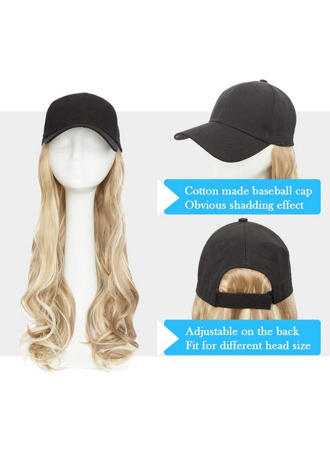 Hairro - Baseball Cap With Hair Extensions Synthetic Hair Wig Baseball Hat With Hair Attached Adjustable Wave Hairpiece With Baseball Hat Cap Wig For Women 16P613 Sandy Blonde Mix Bleach Blonde - Image 1