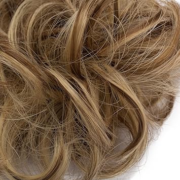 SEGO Synthetic Curly Hair Bun Scrunchie Hair Extensions 30G Scrunchy Wavy Hair Donut Hairpiece Chignon For Women Light Brown Ash Blonde - Image 4