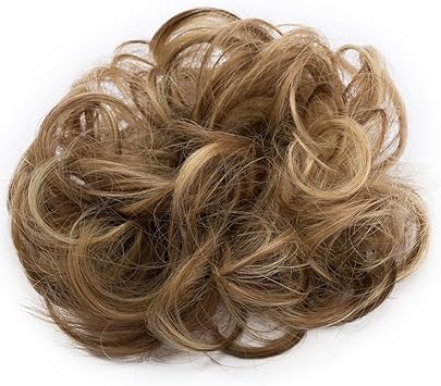 SEGO Synthetic Curly Hair Bun Scrunchie Hair Extensions 30G Scrunchy Wavy Hair Donut Hairpiece Chignon For Women Light Brown Ash Blonde - Image 3