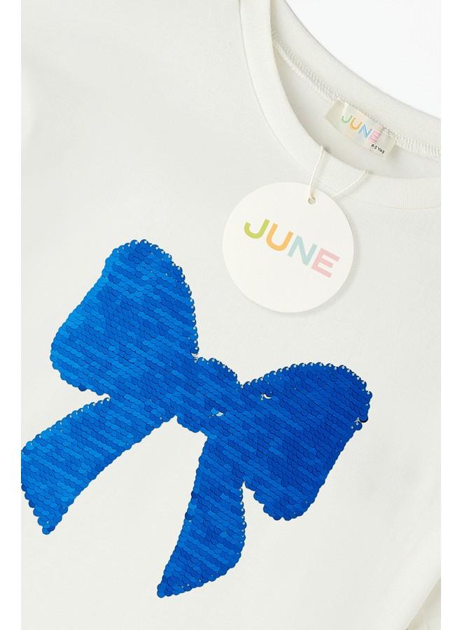 جون تيشيرت جوني جيرل مزين بالترتر وقوس دوار - لون إكرو - Image 5