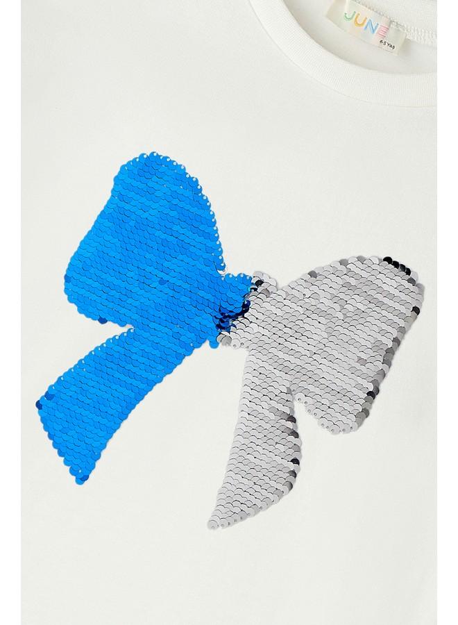 جون تيشيرت جوني جيرل مزين بالترتر وقوس دوار - لون إكرو - Image 3