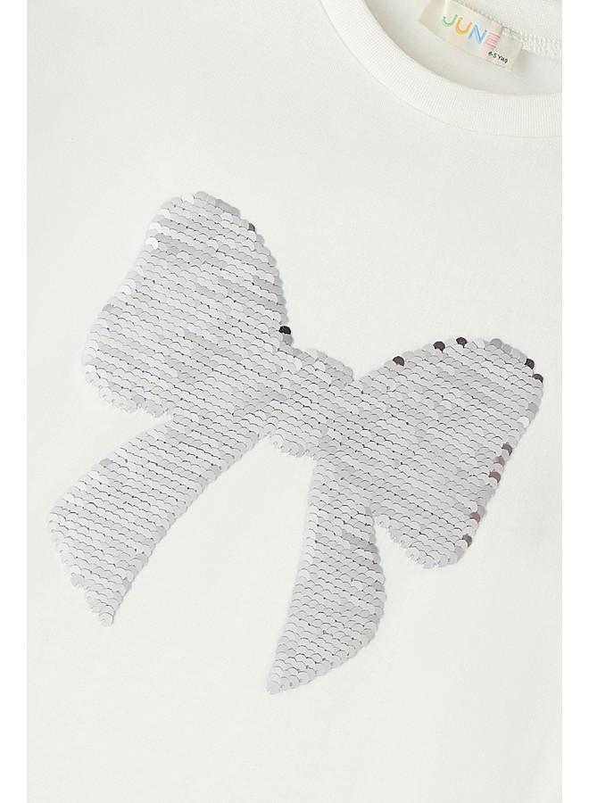 جون تيشيرت جوني جيرل مزين بالترتر وقوس دوار - لون إكرو - Image 4