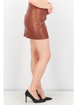 Tinseltown Women Solid Mini Skirt, Brown  - Image 3