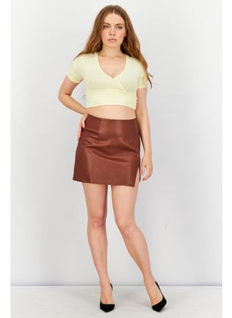 Tinseltown Women Solid Mini Skirt, Brown  - Image 4