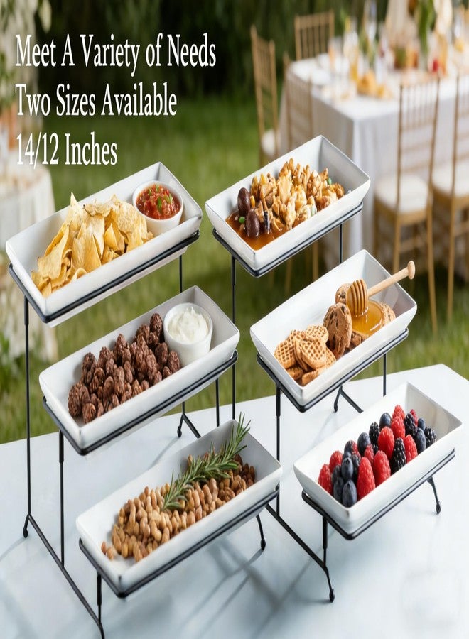 Gomakren 3 Tier Serving Trays Stand Porcelain Serving Platters 12 Inch White Serving Plates Dinner Platters for Appetizer Snack Fruit Cup Cake Tray Display Serving Dishes for Entertaining - Image 5