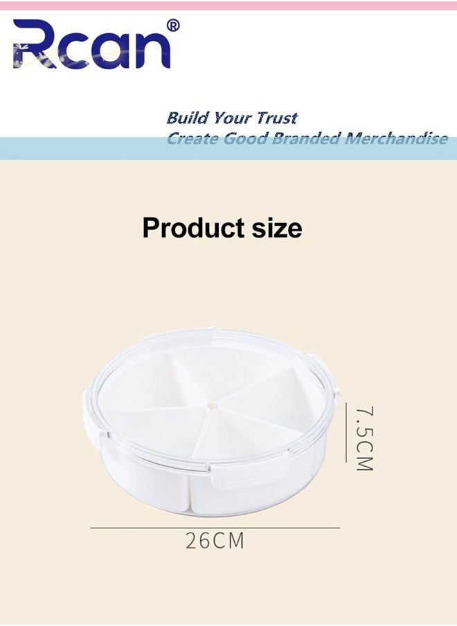 Rcan Divided Serving Tray, Plastic Food Storage Containers with Lids, 5 Compartments Snack Tray Serving Platter for Biscuits, Fruit, Veggie  - Image 4
