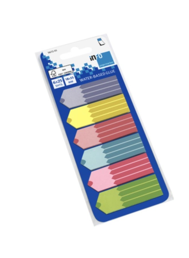 infonotes Page markers, 6 colors, Pen shape,18*55mm, 25 Sheets