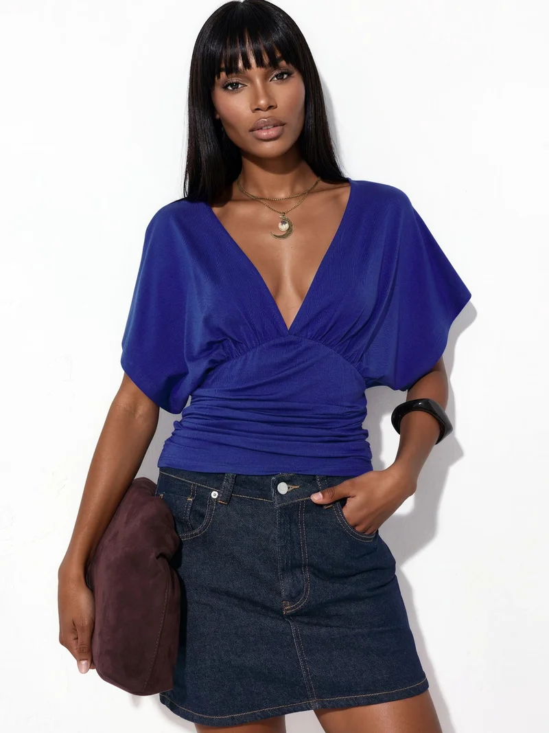 بوسيم BUSEM Slim Fit V-Neck Jersey Blouse