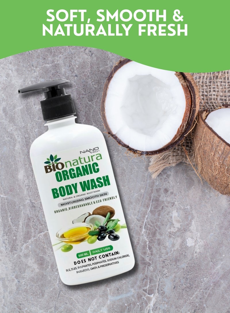 بيوناتورا غسول الجسم وجل الاستحمام العضوي من بيوناتورا - منظف طبيعي خالٍ من الكبريتات بزيت جوز الهند وزيت الزيتون، غسول جسم مرطب لطيف للبشرة الحساسة والجافة وجميع أنواع البشرة، غير سام، خالٍ من البارابين، للاستخدام اليومي، 500 مل - Image 5