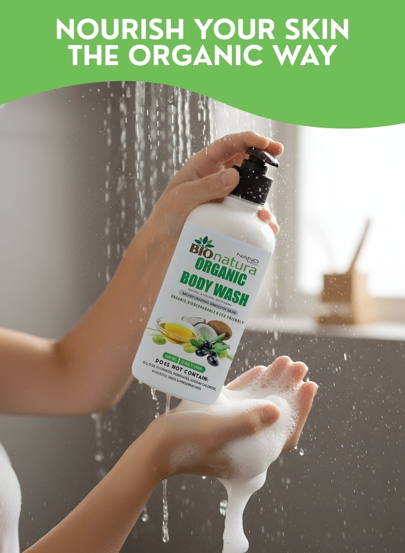 بيوناتورا غسول الجسم وجل الاستحمام العضوي من بيوناتورا - منظف طبيعي خالٍ من الكبريتات بزيت جوز الهند وزيت الزيتون، غسول جسم مرطب لطيف للبشرة الحساسة والجافة وجميع أنواع البشرة، غير سام، خالٍ من البارابين، للاستخدام اليومي، 500 مل - Image 3