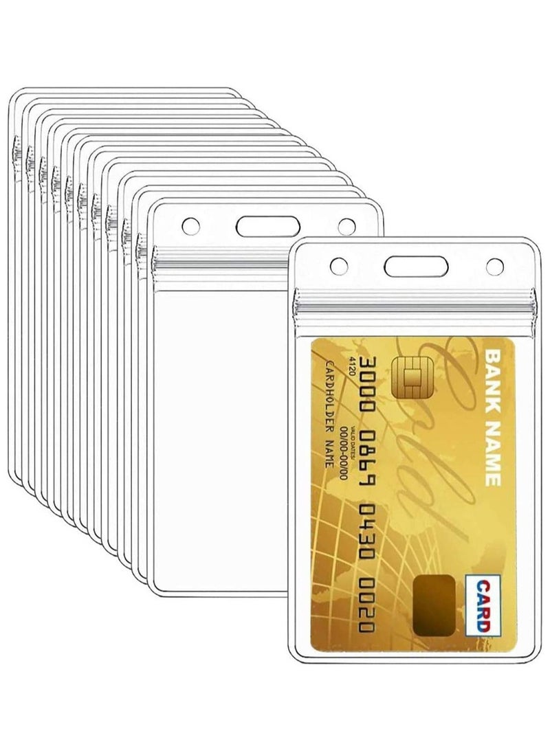 Gerenic 20 PCS Clear Plastic ID Vertical Name Badge ID Card Holders, with Waterproof Type Resealable Zip, Plastic Name Tag Holder  - Image 1