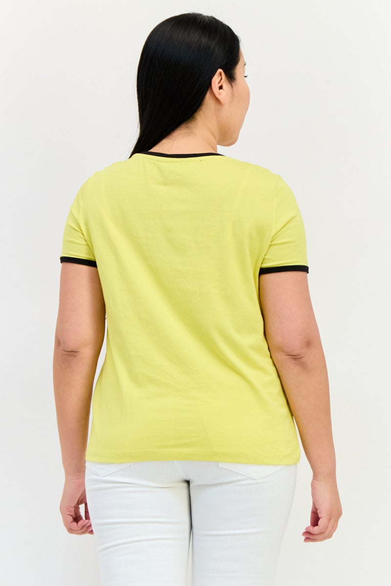 ONLY Women Crew Neck Short Sleeve Graphic T Shirt, Yelow  - Image 3