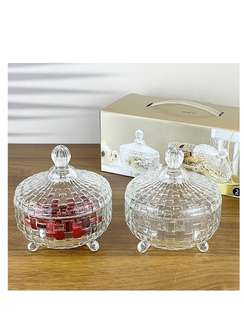 2 Packs Glass Candy Sweet Jar With Lid Glass Storage Container Jar for Sweet Sugar Candy Size 12 CM - Image 1