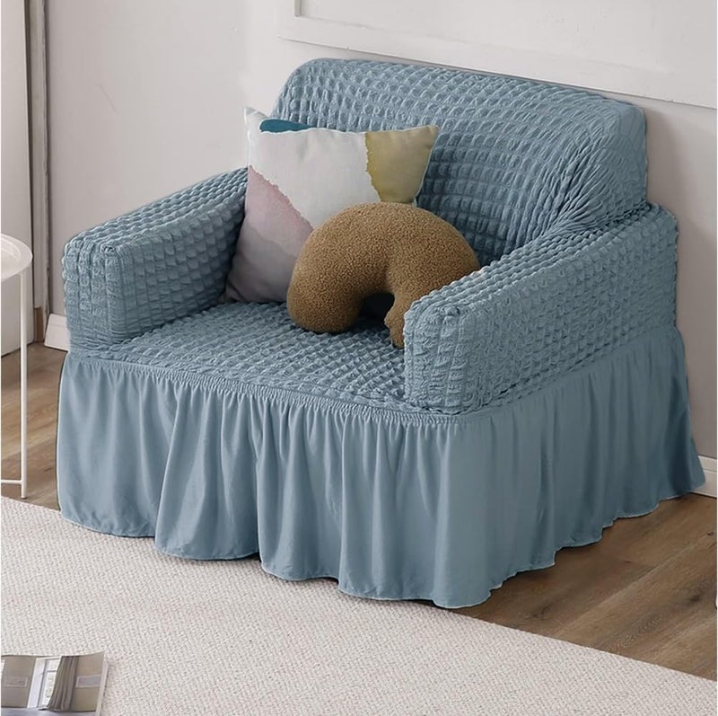 Furshine Universal One Seater Sofa Cover Big Elasticity, Protective, Flexible Stretch, Spandex & Polyester Sofa Slipcover for Couch Protector Stretchable (One Seater, 90-145cm, Bubble Grey) - Image 1