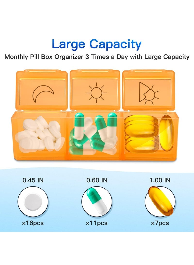 general Monthly Pill Organizer 3X a Day, 30 Day Travel Pill Box Organizer with 32 Daily Compartments, Month Pill Box Organizer for Fish Oil, Vitamins, Supplements and Medications - Image 3