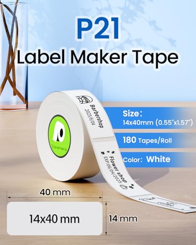 Odolpin 3 Rolls Compatible with Nelko P21 Label Maker Tape,14x40mm (0.55"x1.57"),180 Labels/Roll, White,and P21 Label Tape Replace for ORGBRO X1,NADAIIN N12, ORGSTA S001,POLONO P31S Label Maker - Image 3