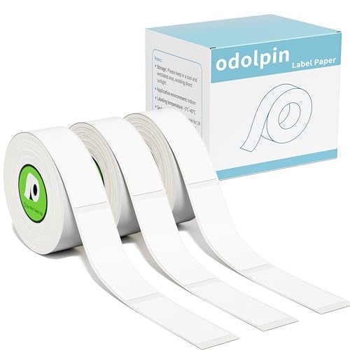 Odolpin 3 Rolls Compatible with Nelko P21 Label Maker Tape,14x40mm (0.55"x1.57"),180 Labels/Roll, White,and P21 Label Tape Replace for ORGBRO X1,NADAIIN N12, ORGSTA S001,POLONO P31S Label Maker - Image 1