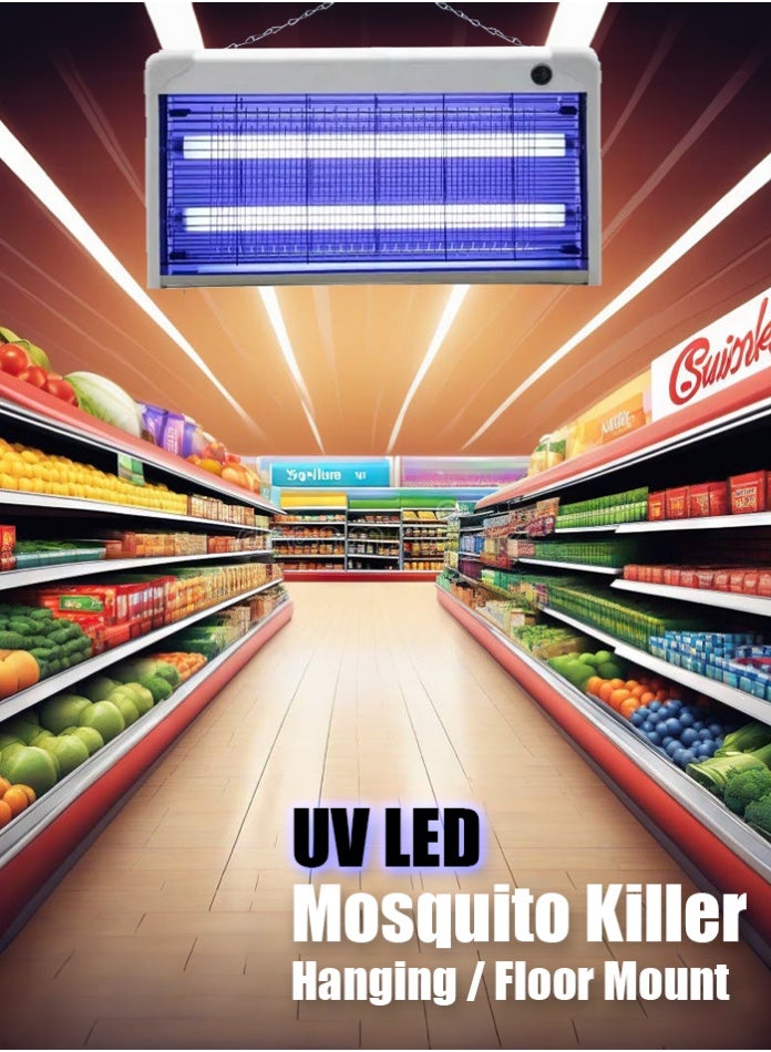 في ماكس قاتل حشرات كهربائي داخلي LED بطول 51.6 سم، قاتل حشرات وذباب وطارد للبعوض، 30 واط قابل للتعليق، سهل التنظيف، صينية قابلة للغسل، مناسب للسوبر ماركت والمطاعم والمطابخ (30 واط - 51.6 سم) - Image 1