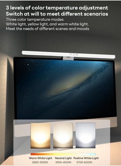 Alruht Computer Monitor Light, 50cm Monitor Lamp with Touch Sensor, Eye Caring No Screen Glare, Dimmable and 3 Color Temperature Computer LED Light, White  - Image 4