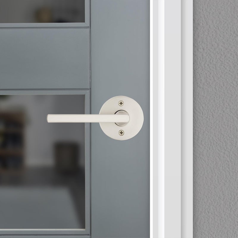 Kwikset Halifax Dummy Door Handle  Single Sided Round Lever for Closets  French Double Doors  and Pantry  Satin Nickel Non-Turning Reversible Interior Push/Pull Lever  with Microban Protection - Image 3