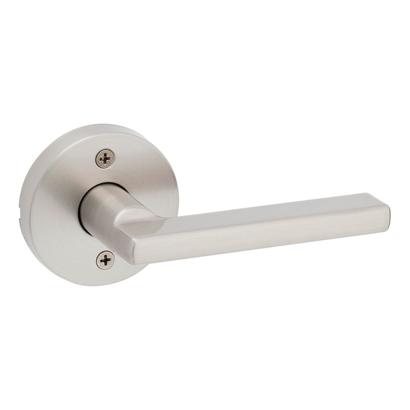 Kwikset Halifax Dummy Door Handle  Single Sided Round Lever for Closets  French Double Doors  and Pantry  Satin Nickel Non-Turning Reversible Interior Push/Pull Lever  with Microban Protection - Image 1