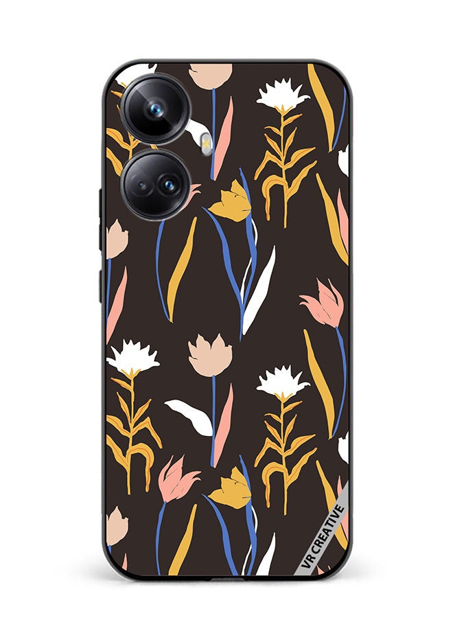 VR CREATIVE غطاء حماية لجهاز Realme 10 Pro Plus بتصميم زهور ونباتات بسيط وأشكال مجردة بنمط متناسق متعدد الألوان - Image 1
