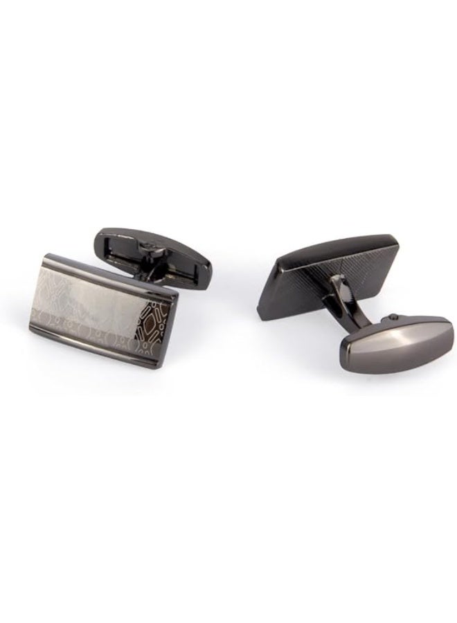 Vintage Cufflinks for Men – Gun Black Plated with Colorful Stones, Polished Brass Wedding Business Fashion Accessories, Elegant Gift Box - Image 1